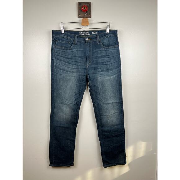 Levis Relaxed Fit Blue Denim Jeans Strauss Signature Athletic Mens Size 36x34 - Picture 1 of 10